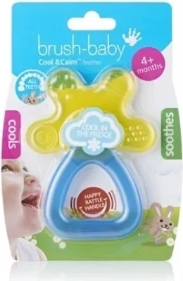 Obrázok produktu pre Kľudný a osviežujúci žuvací prsteň Brush-Baby Cool & Calm s chrastítkom pre deti od 4 mesiacov