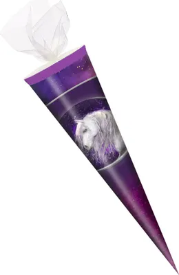 Produktbild von Schultüte / Zuckertüte / 35cm / rund / Tüllverschluss / "White Horse"
