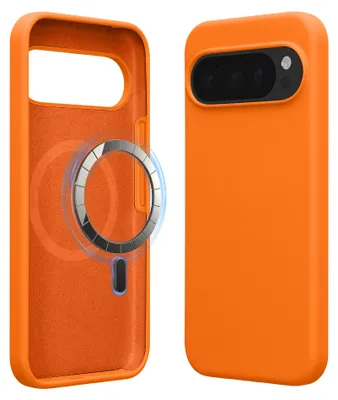 Produktbild von kwmobile Hülle kompatibel mit Google Pixel 10 / Pixel 10 Pro Hülle - magnetisches Silikon Case kompatibel mit MagSafe - Cover gummiert Fruity Orange