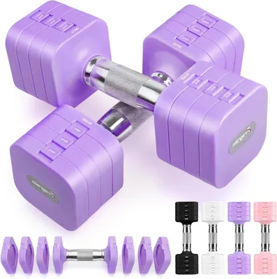 Zdjęcie produktu dla Regulowane uchwyty - Krótkie uchwyty - Trening siłowy - System 4 w 1 - Do 5 kg - Fioletowy