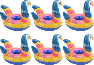 Immagine prodotto di 10 portabevande gonfiabili, portatili, con simpatici uccellini, portabevande per feste in piscina, decorazioni galleggianti