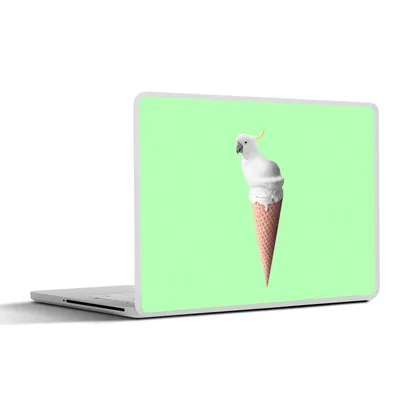 Produktbild von MuchoWow® Laptop Aufkleber Sticker Cover Papagei - Eistüten - Eiscreme - Weiß - Grün 30x21 cm - Sticker für Laptop - Selbstklebend