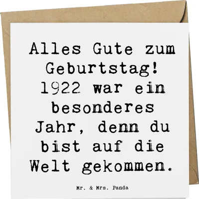 Produktbild von Mr. & Mrs. Panda Grußkarte Spruch 1922 Geburtstag - Weiß - Geschenk, Geburtsjahr, Klappkarte, doppelkarte, Alter, anlasskarte, Glückwunschkarte, geboren, faltkarte, Feier