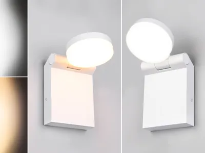 Produktbild von 2er Set LED Außenwandleuchten Weiß Leuchtenkopf schwenkbar, Außenleuchte H: 19cm
