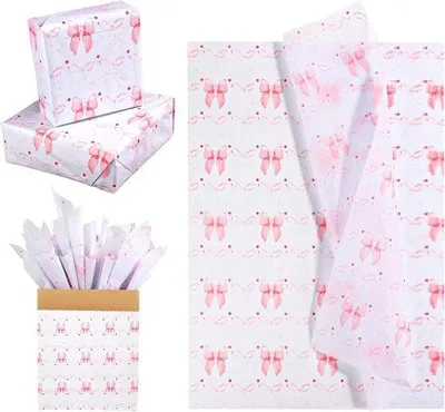 Produktbild von 30 Stück rosa Geschenkpapier mit Strick