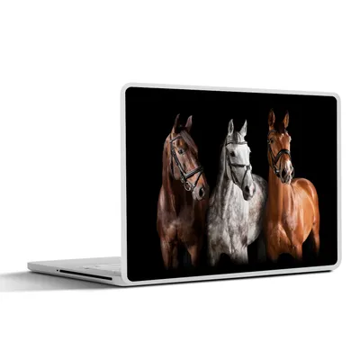 Produktbild von MuchoWow® Laptop Aufkleber Sticker Cover Pferde - Tiere - Schwarz 40x30 cm - Laptop Dekoration - Selbstklebend
