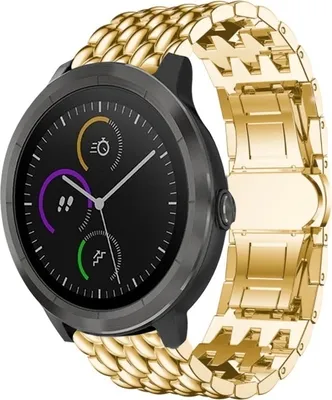 Produktbild von Strap-it Garmin Vivoactive 3 Stahl Drachenband (Gold)