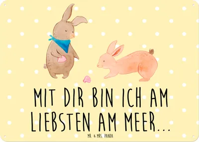 Produktbild von Mr. & Mrs. Panda tafel Hasen Muschel DIN A6 - Gelb Pastell - Geschenk, BFF, Magnetschild, Schild, Strand, Muttertag, wandtafel, Best Friends, Muscheln, Türschild, Meer