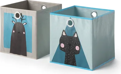 Produktbild von Vicco Faltbox 30x30 , 30 x 30 cm 2er Set, Grau/Blau