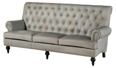 Produktbild von MASSIVMOEBEL24.DE Sofa 3-Sitzer Echtleder 196x84x94 grau CHESTERFIELD #207