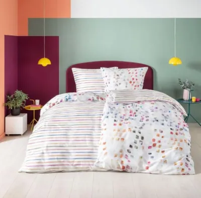 Produktbild von Estella Mako-Satin Bettwäsche 155x220 Audrey Wende Tupfen Streifen weiß 4837-985