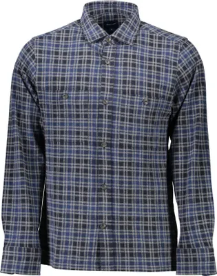 Produktbild von Elegantes Herren Langarmshirt Blau mit Französischem Kragen und Taschen