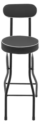 Zdjęcie produktu dla Składane hokery barowe - Zestaw 2 sztuk - Metalowa konstrukcja - Ergonomiczne siedzisko - Nośność 125 kg na sztukę - Kolor: czarny