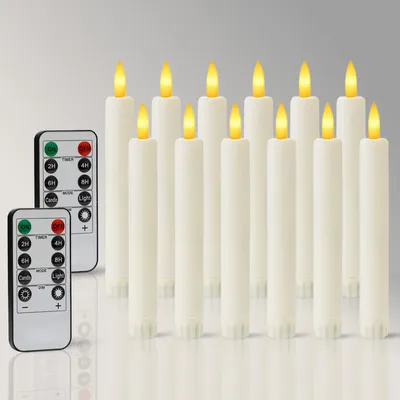 Produktbild von LED Stabkerzen mit Fernbedienung, Flammenlose Tafelkerzen mit Timerfunktion,12er Set,LED Kerzen für für Weihnachtsdeko, Zimmer Deko und Party Warmweiß
