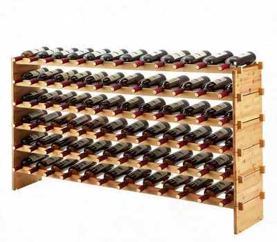 Zdjęcie produktu dla Regał na wino, mieszczący do 72 butelek, wielopoziomowa konstrukcja, wymiary: 114x28x74 cm