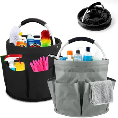 Produktbild von Faltbare Reinigungstasche, 2er Set, 29 x 29 x 27 cm, mit 6 Außentaschen für die Küche