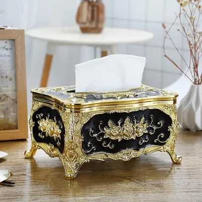 Immagine prodotto di Scatola per fazzoletti in acrilico, stile retrò, lussuosa, nera, per ufficio, auto, bagno