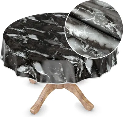 Produktbild von Tischdecke Wachstuch MIMOSA Marmor Grau Robust Wasserabweisend Rund 120 cm