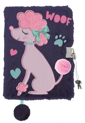Immagine prodotto di Majewski agenda di peluche A5 96k Lady Poodle blu navy con barboncino rosa