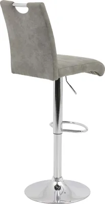 Produktbild von 2er Set Barhocker Miranda II - Microfaser Vintage grau - Trompetengestell verchromt, mit Gasdruckfeder - 120kg belastbar