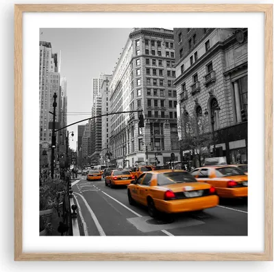 Produktbild von Gerahmtes Poster - Rahmen in heller Eiche - Amerika New York City Straße - 50x50 cm - Wand Bild - Wanddeko - Wandbilder - Wandposter - Bilderrahmen - Bilder - Kunstdruck - Wandbild - P2NAC50x50-0445