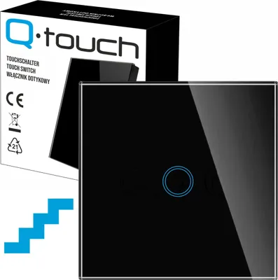 Produktbild von Glas Touch Kreuzschalter Wandschalter 1-Fach Schalter LED schwarz