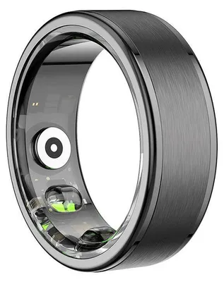 A close-up studio shot of a smart ring.
