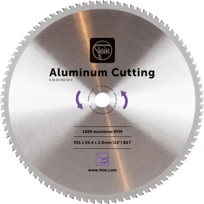 Productafbeelding van Fein aluminiumzaagblad, 355 x 2,8 x 25,4 mm (artikelnummer: 63502302000), voor model MKAS 355
