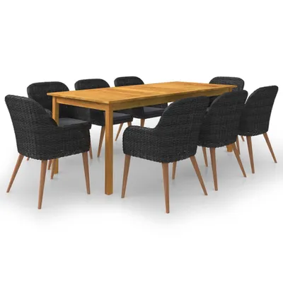 Produktbild von The Living Store 9-tlg. Garten-Essgruppe Schwarz
