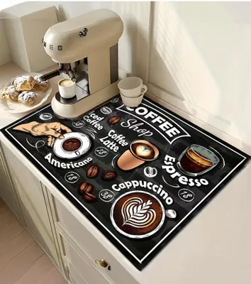 Produktbild von Trockenmatte – saugfähig und schnelltrocknend – für Kaffeemaschine, Geschirr, Küche, Spüle und Badezimmer – 40 x 50 cm