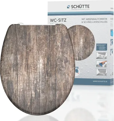 Obrázek produktu pro SCHÜTTE WC sedátko OLD WOOD, Duroplastové WC sedátko s měkkým zavíráním a rychloupínáním, WC sedátko, WC sedátko