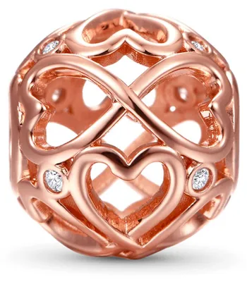 Produktbild von Gnoce Charm Unendliche Herzen ELC001 Silber rosévergoldet