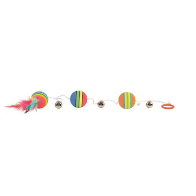 Produktbild von TRIXIE Rainbow-Bälle am Gummiband, Katze, Kugellager, Mehrfarbig, 800 mm