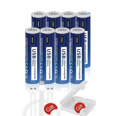 Produktbild von AAA Lithium-Ionen-Batterie, 1110mWh Kapazität, USB-wiederaufladbar, 8 Stück