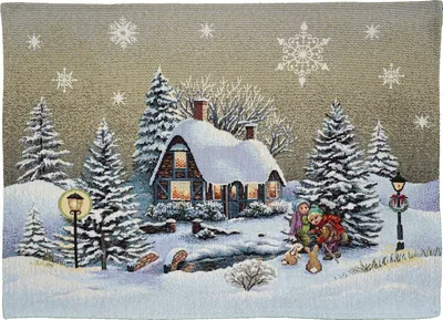 Produktbild von Tischdecke Druck Winterdorf  Advent Weihnachten Tischläufer Weihnachtstischdecke 37 x 50 cm