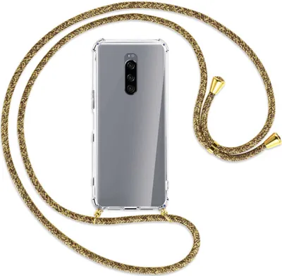 Produktbild von Handykette Backcover-Schutzhülle mit Band (Metall goldfarben) für Sony Xperia 1 - braun+beige