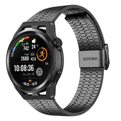 Produktbild von Strap-it Huawei Watch GT Edelstahlarmband (Schwarz)