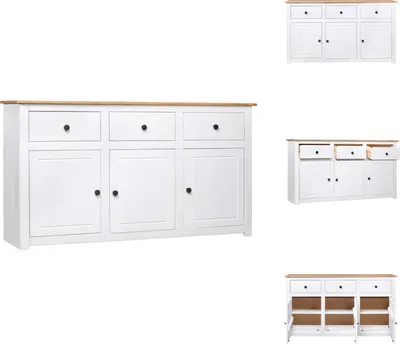 Produktbild von vidaXL Sideboard Weiß 135x40x80 cm Kiefernholz Panama -  Sideboards