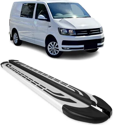Image de Marchepieds Latéraux pour VW T6 T6.1 Transporter 2015-2022 Alu Gris L1 Court 2x