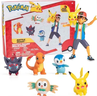 Productafbeelding van Jazwares Pokémon actiefiguren, 6-pack: Pikachu, Brindibou, Charmander, Piplup, Zorua, Sacha