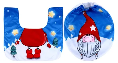 Produktbild von Toilettensitzbezug-Set aus Vliesstoff mit weihnachtlichem Design, waschbar und praktisch, für die Weihnachtsdekoration im Badezimmer, oval