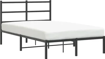Produktbild von vidaXL Bettgestell mit Kopfteil Metall Schwarz 120x190 cm