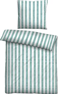 Produktbild von biberna Seersucker Bettwäsche 0022644 LÄNGSSTREIFEN color: mint, size: 1x 135x200 cm + 1x 80x80 cm