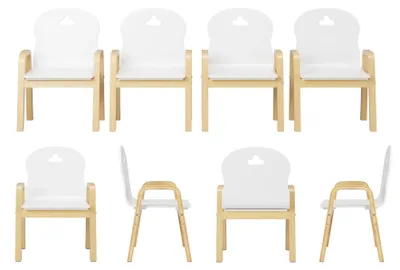 Produktbild von Kinderstuhl Set 4 Stück - Kinderstühle mit Armlehnen - Höhenverstellbar 48,5–61,5 cm - Holz - Weiß
