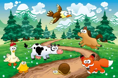 Produktbild von Fototapete - Animals and Forest 375x250cm - Vliestapete