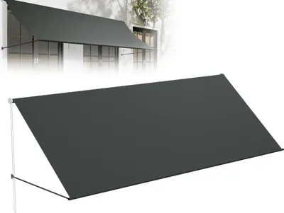 Obrázek produktu pro XMTECH markýza s padacím ramenem 350 x 145 cm markýza na balkón ochrana proti slunci s UV ochranou a polyesterem odolným proti povětrnostním vlivům, nástěnná montáž pro balkón okno terasa, včetně montážního materiálu, antracitová barva