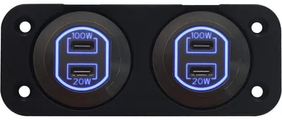 Produktbild von ProRide 12-24V USB-C KFZ-Ladegerät 2x USB-C 100W+20W Blau (2 St.)