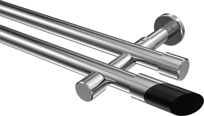 Produktbild von Interdeco Gardinenstange / Vorhangstange Chrom, Typ Prestige Verano (Schräge Bicolor) ohne Ringe, 20 mm Ø 2-läufig, 440 cm