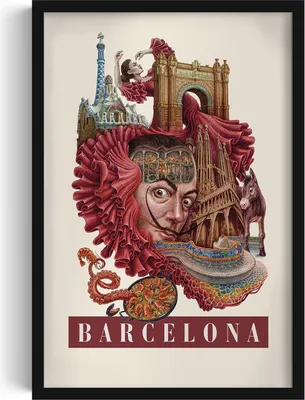Produktbild von Bilderrahmen – Wandbild – Stadtbild – Barcelona – 40x60 cm – Schwarzer Rahmen – Dekoration – Modern – Kunst – Wohnzimmer – Schlafzimmer