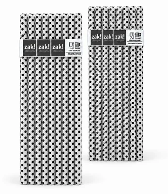 Productafbeelding van ZAK Designs – Rietjes – 16 Stuks – Wit met zwarte Stippen – Herbruikbare Drinkrietjes – BPA-vrij – 22,5 cm